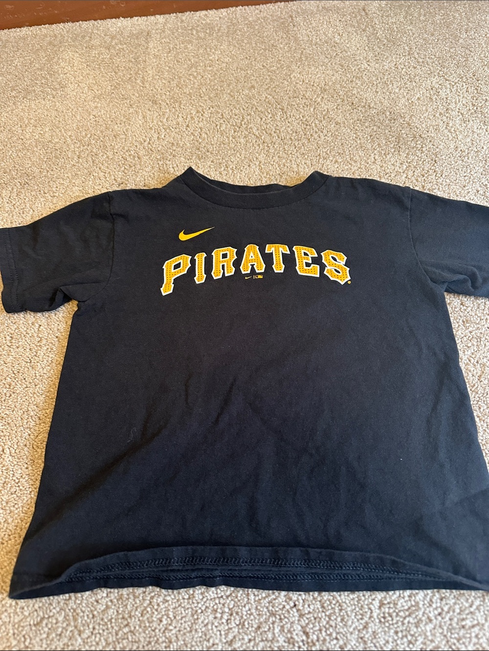 Nike Kids Black Tee with Yellow Pirates Logo